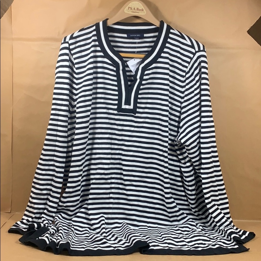 Lands End 3X 24W - 26W Long Sleeve Black & White